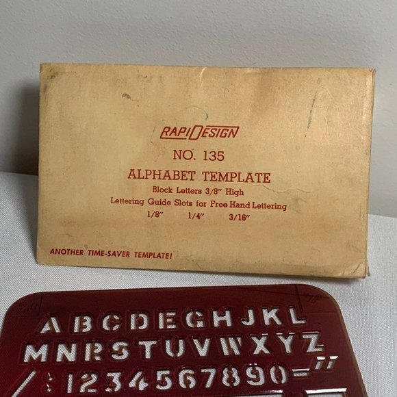 Vintage RAPIDESIGN #135 Template Alphabet Numerals Lettering - Picture 3 of 3